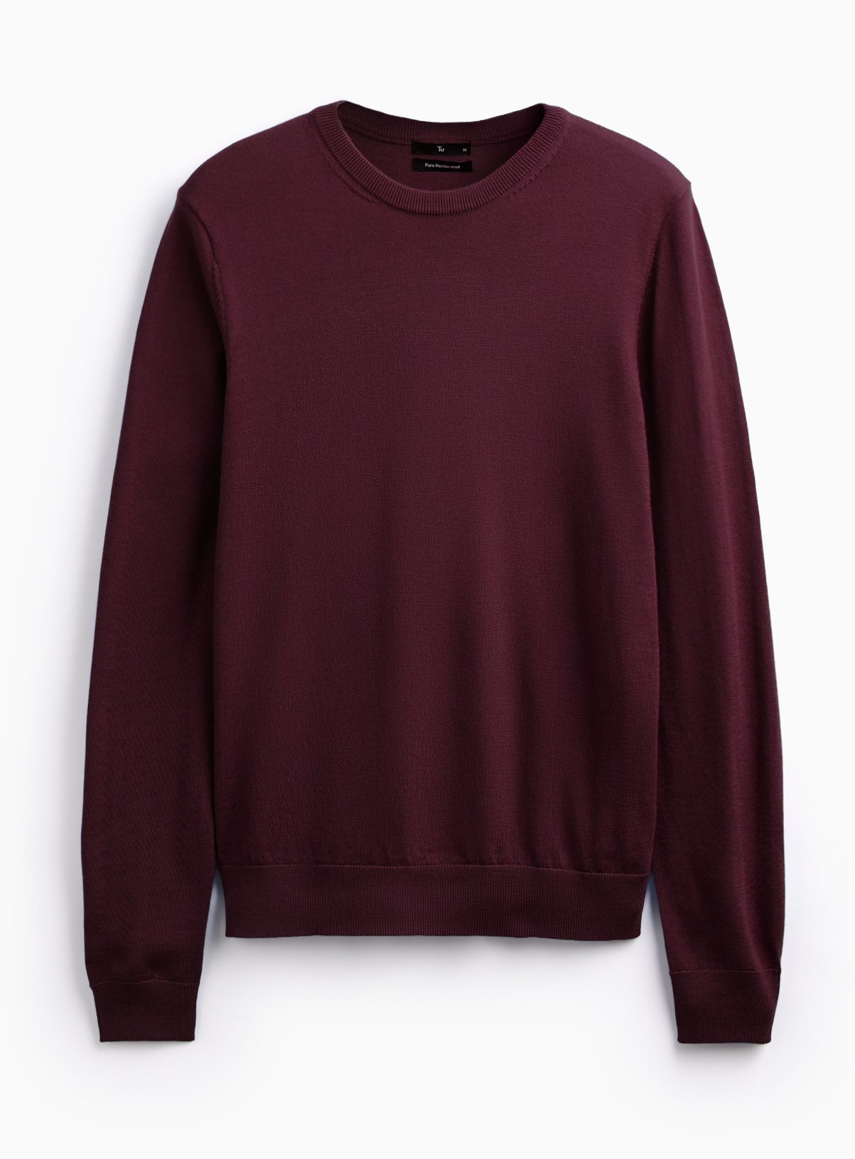 Dark Red Merino Wool Crew Neck Jumper M - Image 3 thumbnail